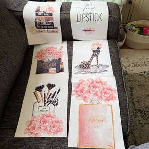 Chic Parisian Art Canva Prints with Pink Accents